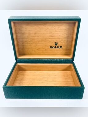 Genuine Vtg Rolex Oyster Forest Green Leather Wood Box Only 68.00.04 Empty MINTY